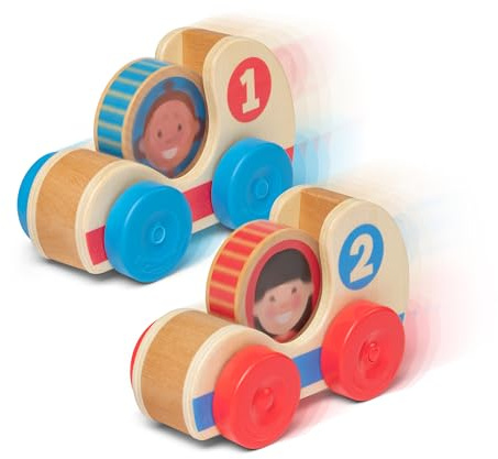 Melissa & Doug GO Tots Racerbilar i trä (2 bilar, 2 figurskivor) | Träleksaker för småbarn | Träleksaksbilar | leksaker för utveckling av bebisar | 12 månader+ | Present till pojke och flickor