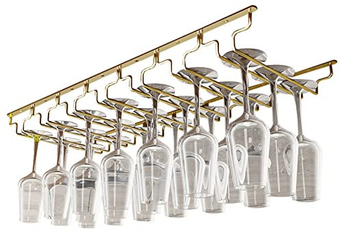 Weinglashalter Schrankeinsatz, 7 Reihen Gläserhalter Zum Aufhängen, Umgekehrter Weinglashalter, Stielgläserregal, Weinglasregal Unter Schrank, Für Familie Restaurant Hotel Bar ( Size : Width:28cm )