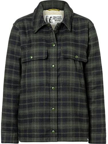 Marmot Damen Wm's Ridgefield Heavyweight Sherpa Lined Flannel Sweatshirt, Nori, M