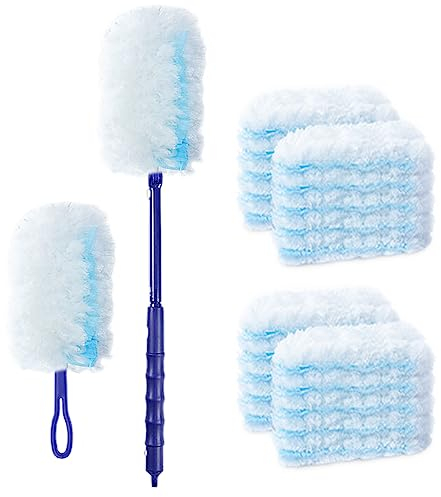 SUZZYVINE Duster Dust Magnet Starter Kit,Flash Dust Magnet Refills, Swiffer duster1 Handle + 12 Refills, Trap And Lock Away Dust, Dirt And Hair In No Time