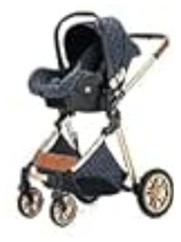 Zkiprm Passeggino 3 in 1, Passeggino Leggero Che Si Ripiega Premendo un Pulsante，Trio Passeggino Neonati Con Seggiolino Auto e Cestino Per Dormire, Passeggino Combinato Con Telaio Alto in Alluminio