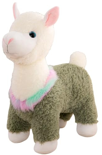 Herfair Alpaka Kuscheltier, Alpaka Plüschtier Plushies Weiches Alpaka Stofftier Lama Kissen Geschenk für Kinder Mädchen Jungen (Grün,28 cm)