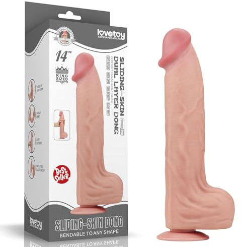 Lovetoy 14'' King Sized Sliding Skin Dual Layer Dong