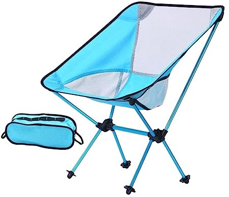 Klappbarer Campingstuhl Outdoor Camping Klappstuhl Ultraleicht Tragbare Aluminium Angeln Strand Picknick Stuhl Für Wandern Camping Reisestuhl Faltstuhl Anglerstuhl ( Color : Blue , Size : 53*35*67cm )