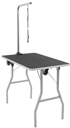 BAZZI Mesa de corte portátil para perros, mesa de tijera, tocador, mesa de peluquería para perros, tocador para mascotas, peluquería para perros con ruedas