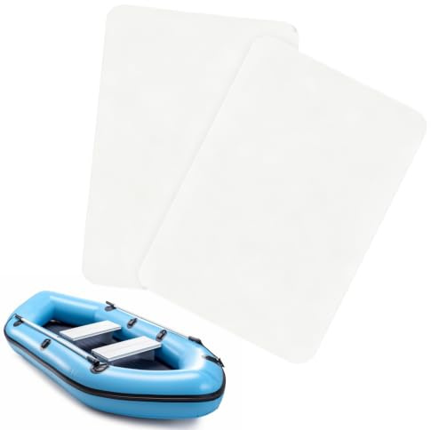 Tissting 2 Stück PVC Schlauchboot Flicken Reparaturset 20x12cm Weiß | Zuschneidbare Wasserdichte Reparaturflicken für Kajak Kanu Luftmatratze Pool Zelt Plane Markise