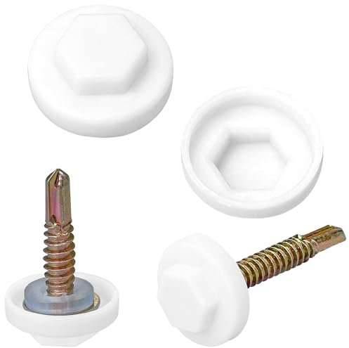 200 PCS Hex Head Screw Cover Caps, Waterproof Plastic Caps for Hex and Self-Drilling Screws, Metal Roofing