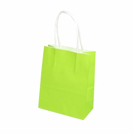 Papiertüten Mit Griffen 10/20/30/50 stücke Mini Kleine Kraft Papier Tasche mit Griffen Festival Geschenk Tasche Candy Einkaufstaschen Papiertragetaschen(Green,25X33X12CM (L)_10PCS)