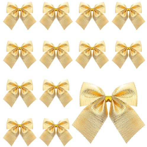 Cabilock 12Stück eihnachtsschleifen Weihnachten Schleifen Glitzer Weihnachtsbaumschmuck Deko für Weihnachtsbaum Weihnachtskranz Tannenbaum Weihnachtsbaumschleifen