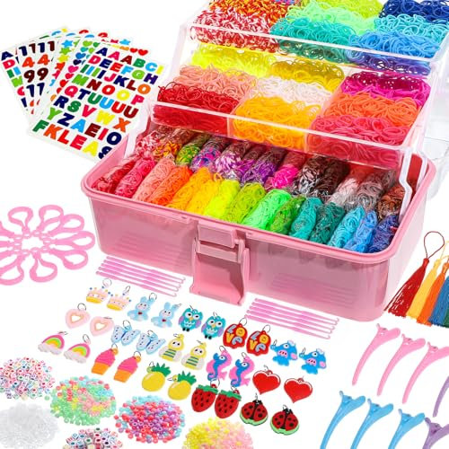 obeoby 17500+ Rubber Band Bracelet Kit with 3 Layer Transparent Container, Bracelet Kit Making Refill Kit Gifts for Daughter