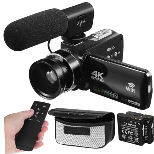 Housoutil Simple Digital Camera 4k HD Video Camcorder with 3inch Ips Touch Screen, 18x Digital Zoom, Built-in Microphone, Portable Camera for Vlogging and Video Recording, Black