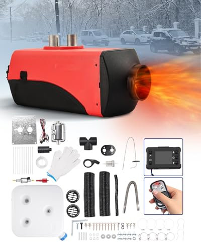HALOYWB 24 V 5 kW Split-Standheizung, Einzellöcher, Standheizung mit gemeinsamem Bildschirm, Diesel-Luftheizung – Schwarz und Rot