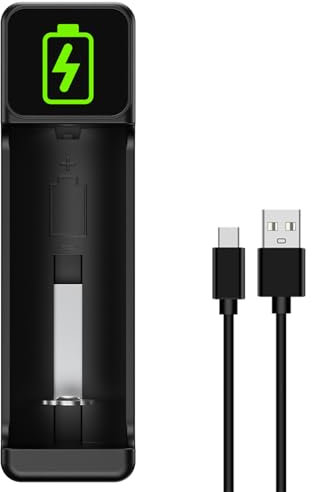 TAVT Single Battery Charger for 21700, 18650, 10440, 14500, 16340, 20700, 26650, 17650, 17670, 18350, 26700, 14650, 16650, 17500, 22700, 18490, 18500, AA, AAA, AAAA Rechargeable Batteries