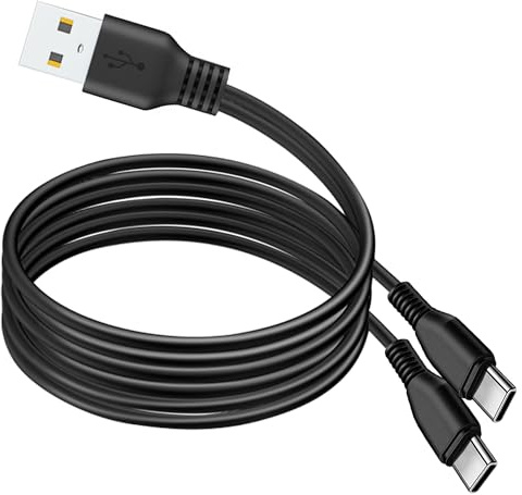 MISYNLON USB to USB C Splitter Charging Cable, 2 in 1 Dual Type C Cord, Short USB C Cable for Cell Phones Tablets and More-Black(not for data transfer) (1M/3.2Ft)