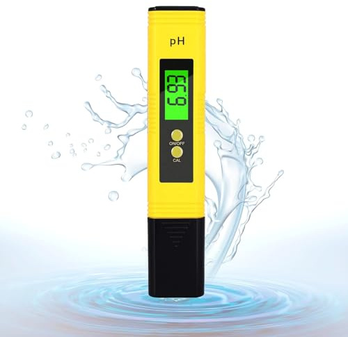 PH Messgerät, PH Wert Messgerät, PH Meter mit LCD Anzeige, PH Tester Tragbarer für Wasser Pool Aquarium Trinkwasser pH Meter Hohe Genauigkeit, 0.00-14.00 Messbereich(Bronze)