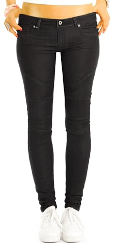 Generisch Low Waist Jeans Hose hüftige Röhrenhose Skinny Enge Strech Hüftjeans - Damen - j3L (DE/NL/SE/PL, Alphanumerisch, M, Regular, Regular, schwarz)