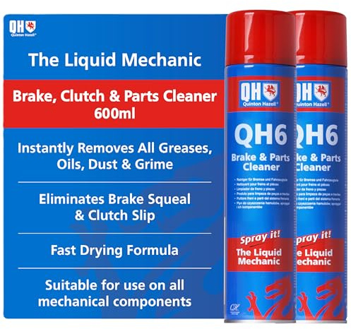 Quinton Hazell 2x 600ml The Liquid Mechanic QH6 Brake, Clutch & Parts Cleaner Spray - Heavy-Duty Car Cleaning Degreaser Eliminates Brake Squeal, Grease, Dust Lining, Oil and Waxes - 600 ml (Pack of 2)