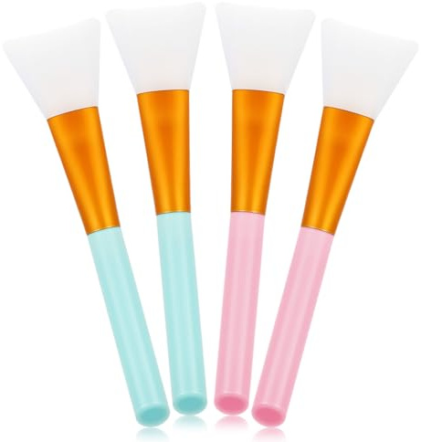 4pcs Silicone Face Mask Brush Mask Applicator Tool Soft Silicone Facial Mud Makeup Brushes Hairless Face Masks Beauty Applicator Tool for Body Lotion Butter Clay BB Cream DIY Masks