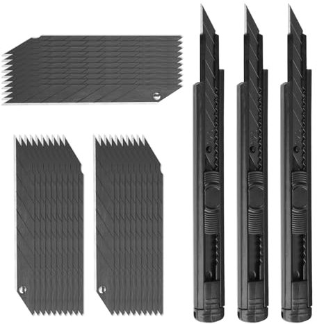 3 Stück 9mm Cuttermesser Profi Mit 30 PCS 30°abbrechklingen Aus Sk5，edelstahlgehäuse, Einziehbar Mehrzweck Messer,Feststellbares Kartonschneider Bastelmesser Für Folien, Papier, Basteln Und Tapete