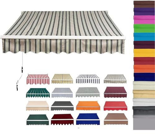 Retractable Patio Awning Fabric Replacement Waterproof Polyester Shade Cover Outdoor Sunshade Awning Cover Canopy Canvas for Yard Deck Balcony,without Frame,03,(6.6x5ft) 2x1.5m