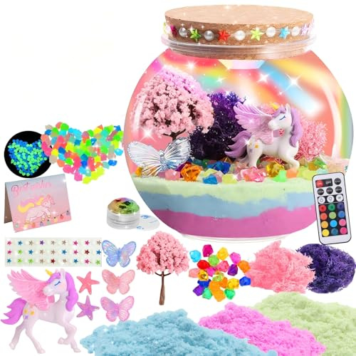 Redcoutt Regalo unicorno per ragazze, set fai da te per bambini con luci colorate e telecomando senza fili, luce notturna unicorno fai da te, set creativo per bambini dai 3 anni in su