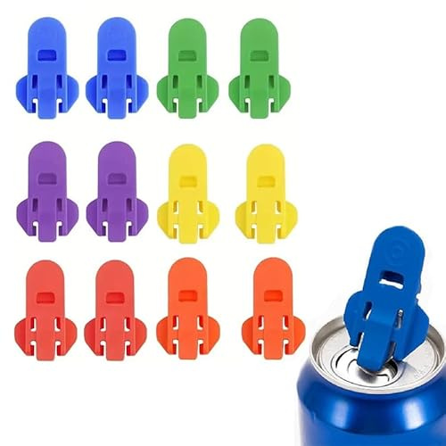 12 Pcs Plastic Easy Can Opener, Beverage Can Top Ring Opener Tool, Leakproof Can Top Ring Pull Opener Tool for Coke, Beer, Drinks, Soda