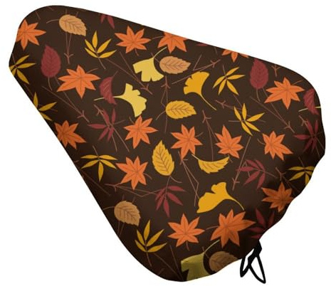 Treer Fahrradsattel Abdeckung Wasserdicht, Fahrrad Satteldecke Wasserdicht Regenschutz Sattelabdeckung Sattelbezug 3D Herbst Blatt Muster Sattelüberzug für Fahrräder (Ginkgoblatt,1 Stück)
