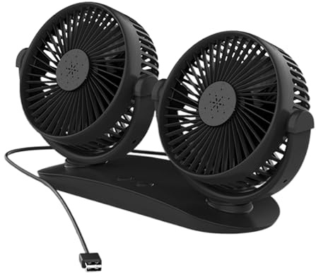 Genérico Ventilador USB Para Coche - Ventilador USB De Escritorio Con Doble Cabezal | Accesorio para Salpicadero Refrescante para Viajes, Exteriores y Camiones