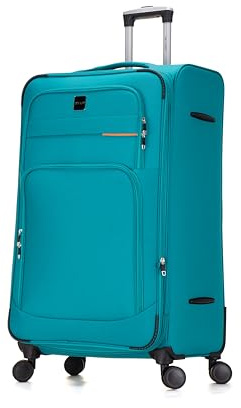 Skylark 32 Extra Large Suitcase Super Lightweight Luggage 20% Expandable 4 Wheels Spinner 3-Digit Combination Lock Soft Shell Luggage Check in for 30kg (Aqua, 162 litres)
