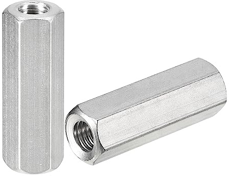 QUARKZMAN 2 Stück Langen Sechskantmuttern M8 x 1.25-Steigung 40mm | Distanzmuffen Verlängerungsmuttern, Metrische Sechskantstangen-Langmuttern, 304 Edelstahl