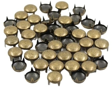 1000 remaches metálicos redondos de 4 garras con púas y tachuelas for bricolaje, remaches punk dorados o plateados for ropa, vaqueros y bolsos, 6/7/8/9/10/12 mm.(Bronze,10MM)