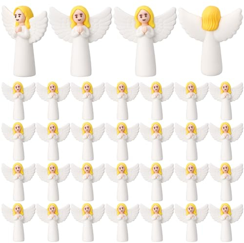 Amyhill 50 Pcs Mini Guardian Angel Figurines for Home Decor Plastic Angel Statues Catholic Religious Gifts for Religious Decor Nativity Scene Accents Church Event Favors