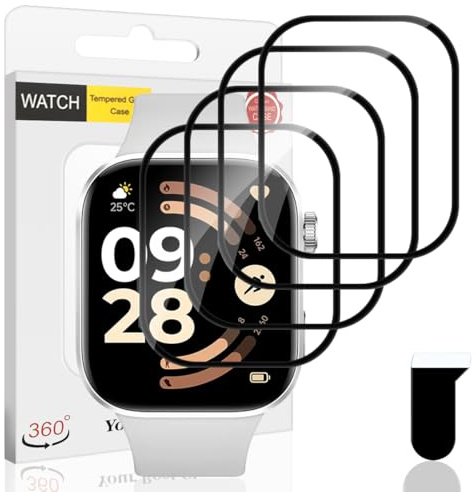 Euukzzea 4 Piezas Protector Pantalla para Xiaomi Redmi Watch 6 Cristal Templado, Película de TPU Flexible Protector HD Transparente, Anti-Arañazos Sin Burbujas Película Protectora para Redmi Watch 6