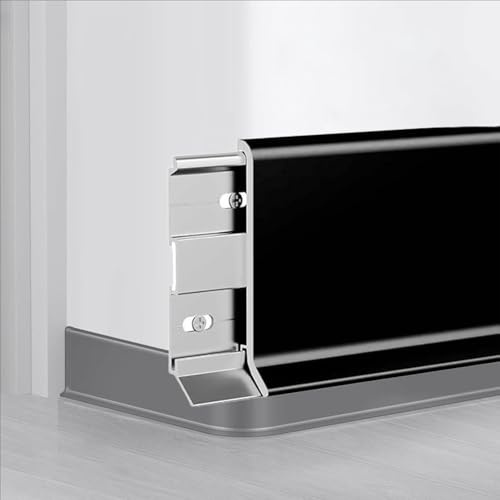 1 m Length Wall Sleek Baseboard Trim, Aluminum Alloy skirting Board Covers for baseboards, Cove Base Board Moulding Trim for Kitchen Cabinets(16 pcs,H 8 CM)