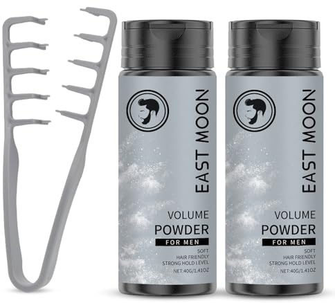 Polvo texturizante para hombres (2 botellas) + Peine de textura, Polvo para cabello esponjoso con efecto mate, Peine para rizos, Peine de cabello de dientes anchos para dar volumen y estilo – Look