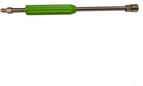 Prolunga per idropulitrice in acciaio inox, 38 cm, con asta curva e dritta, per pulizia di grondaie e veicoli fino a 4000 psi, finitura argento (asta dritta)