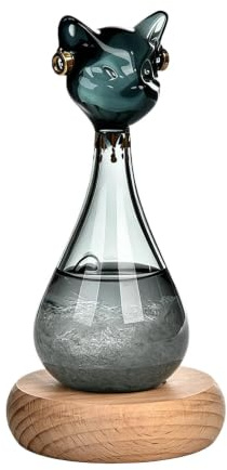 Weather Glass, Cat Shape Bottle Liquid Barometer Weather Forecaster