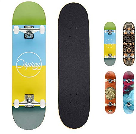 Osprey Absolute Anfänger Double Kick Trick Skateboard, 78,7 x 20,3 cm Ahorndeck