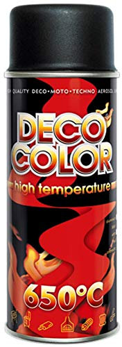 DECO COLOR HEAT RESISTANT SPRAY PAINT HIGH TEMPERATURE STOVES EXHAUSTS BBQ VHT XHT (black)