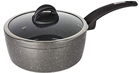 Tower T81218 Cerastone Induction Saucepan, Non Stick Ceramic Coating, Easy to Clean, Dishwasher Safe, Graphite, 20 cm