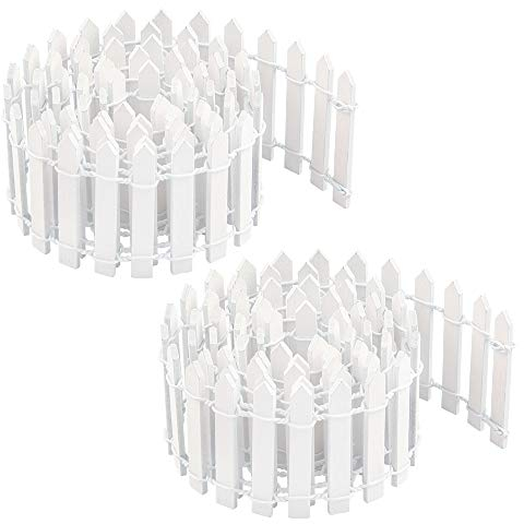 Pack Miniature Garden Fence, 5x90CM Small Wooden Fence White Flexible Miniature Picket Fences for Micro Landscape Doll House Flower Pot Fairy Garden Decoration