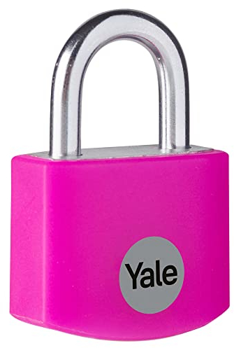 Yale YE3B/25/112/1/P Candado de Aluminio Rosa 25 mm, Cilindro de 4 Pines, Grillete de Acero, Uso Interior, Ideal para Mochilas, Cajas y Herramientas
