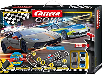 Carrera GO!!! Catch me Rennstrecken-Set | 8,4m elektrische Rennbahn mit 2 Autos I inkl. Handregler mit Turboknopf, Streckenteile, Looping | für Kinder ab 6 Jahren & Erwachsene