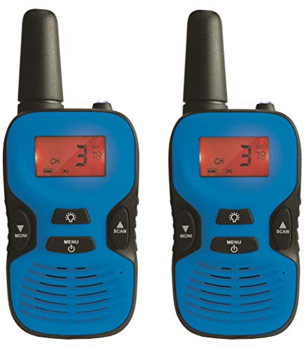 Lexibook, Walkie-Talkies für Kinder, große Reichweite 5km / 3 Meilen, wiederaufladbare Batterie, LCD-Bildschirm, digitaler Sound, Kommunikationsspiel für drinnen und draußen, Gürtelclip, Blau, TW43
