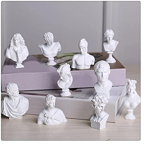 Gisela - 10 mini statue in gesso mitologico greco, scultura in gesso, busto ritratti, artigianato, decorazione per ufficio rinascimentale