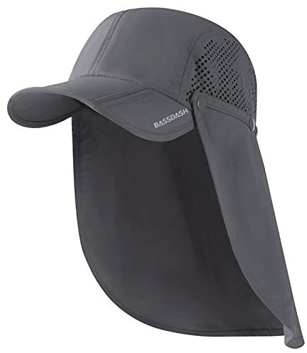 Bassdash UPF 50 + Casquette de pêche Pliable Casquette de Baseball avec Couvercle de Cou Amovible Portable pour Hommes et Femmes randonnée de Golf