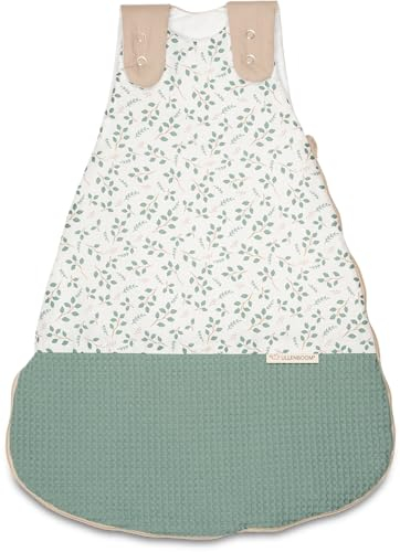 ULLENBOOM Schlafsack Baby 0-3 Monate, 56/62, OEKO-TEX Materialien, Floral Grün (Made in EU), 2,5 TOG - Baby Schlafsack Neugeborene - Ganzjährig für Frühling, Herbst und Winter