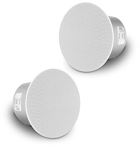Sound Town Pair of 4.5 Coaxial in-Ceiling Speakers with Metal Backcan and Tile Rails, 70V/100V/8-Ohm Switchable, Magnetic Grill for Home Theater, White (STCS4C-PAIR)