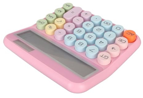 Ozgkee Calculadora Colorida de 12 Dígitos Calculadora de Teclado Mecánico Calculadora Electrónica de Escritorio para el Hogar, la Escuela y la Oficina (Rosa)