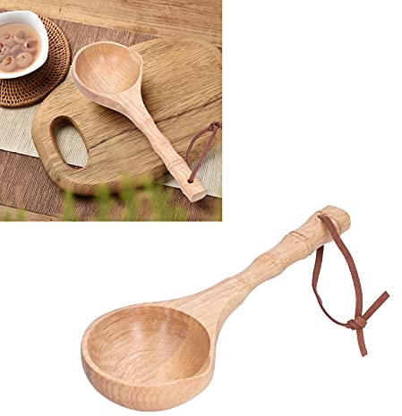 9.8in Bamboo Ladle Long Handle Water Ladle Wine Ladle Wooden Serving Spoon Soup Porridge Scoop Tableware Kitchen Cooking Tool Kitchen Gift for Pot Bowl(light color)